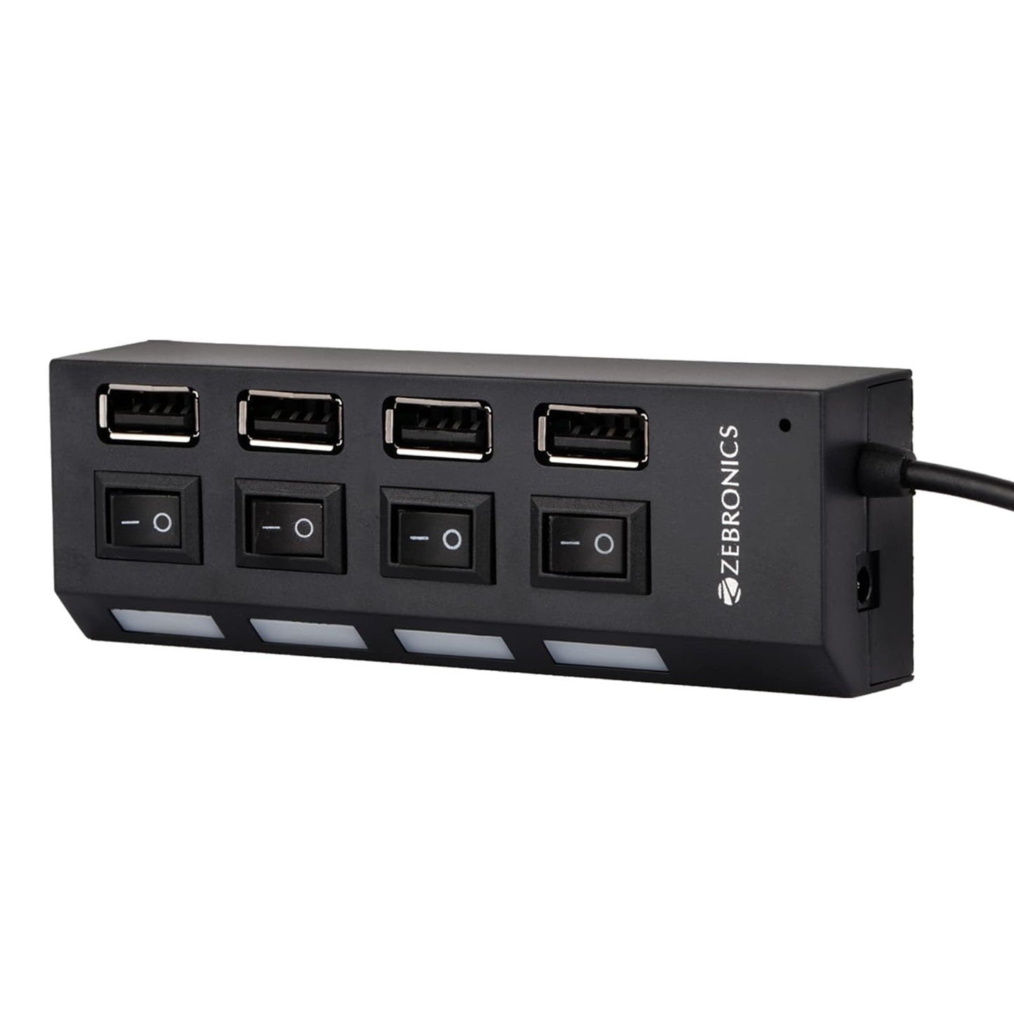 ZEBRONICS 150Hb 4 Port USB Hub with Dedicated On/Off Switch, Led Indicators, 45Cm Cable Length, Optional Power Input Port, Multi Device and Plug Play Usage