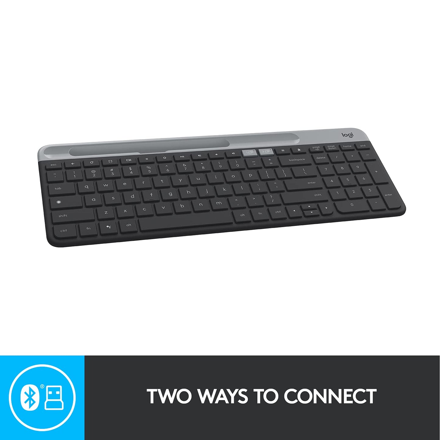 Logitech K580 Slim Multi-Device Wireless Keyboard Bluetooth/Receiver, Compact, Easy Switch