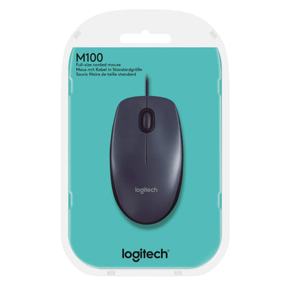 Logitech M100r Wired USB Mouse (Black)