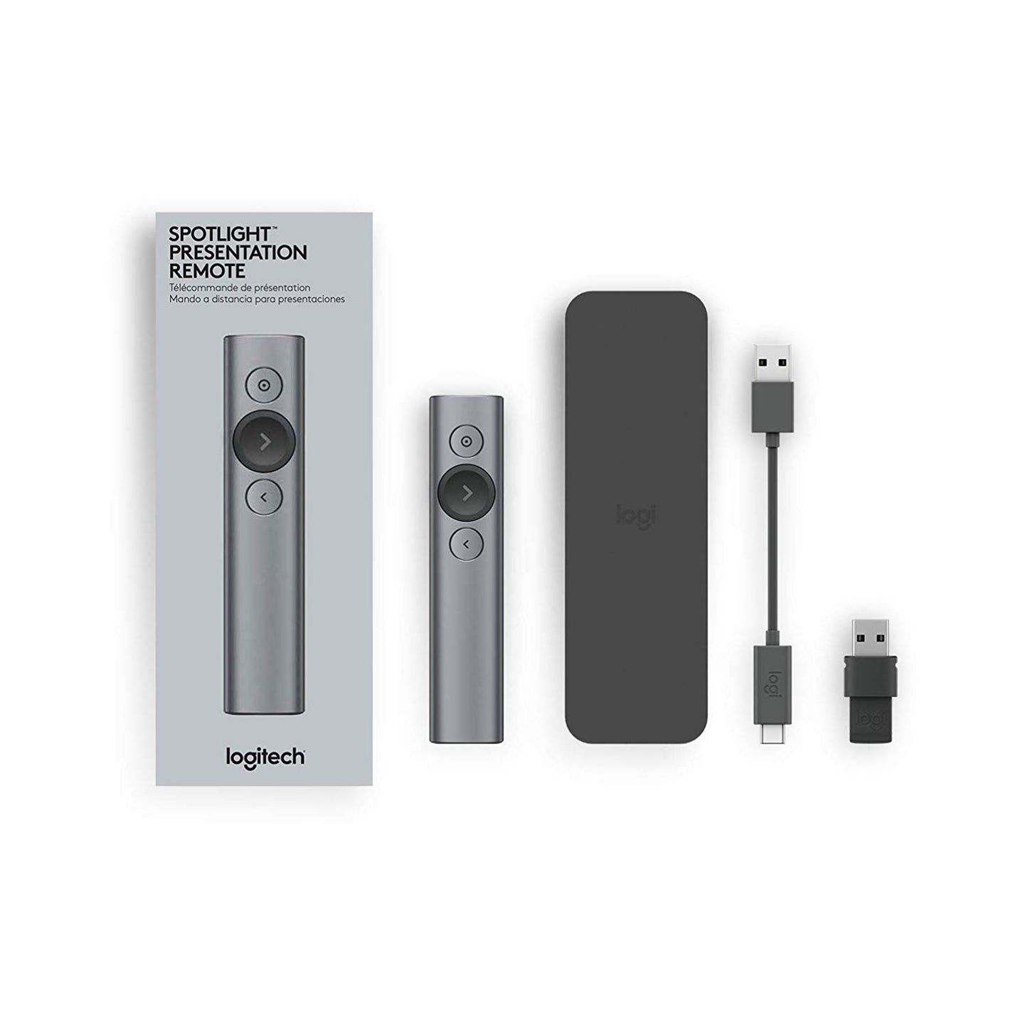 Logitech Spotlight Wireless Presentation Remote, 2.4 Ghz and Bluetooth, USB-Receiver, Digital Laser Pointer, 30-Meter Operating Range, Dual Connectivity, Timer, Pc/Mac/Android/iOS