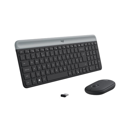 Logitech MK470 Slim Wireless Keyboard and Mouse Set - Modern Compact Layout, Ultra Quiet, 2.4 GHz USB Receiver, Plug n' Play Connectivity, Compatible with Windows