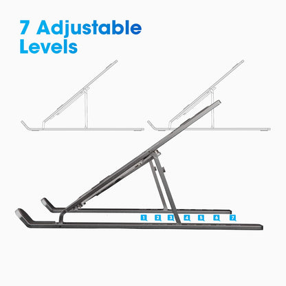 ZEBRONICS Aluminium Alloy Laptop Stand, Compatible with 9-15.6 inch Laptops, 7 Angles Adjustable Tabletop, Anti Slip Silicon Rubber Pads, Foldable, Velvet Pouch Inside, Zeb-NS2000