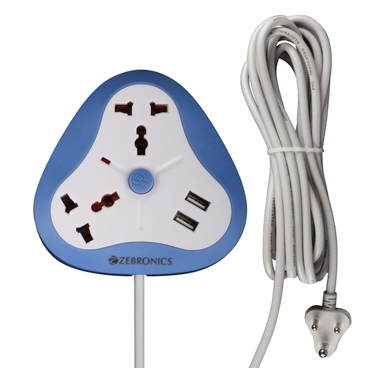 ZEBRONICS -Ps2120 USB 2500W USB Power Extension Socket 2 USB Ports, A Power Indicator Along with 2.8Ft Cable Length, 250 Volts, Multi