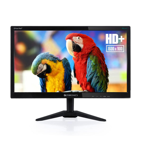 ZEBRONICS Zeb-A20HD 19.5 Inch (49.5 cm) 1600 X 900 LED Monitor, HD, HDMI, VGA, 300 nits, HDMI + VGA dual input, Wall mount, 60hz, Slim and Glossy Design, Black