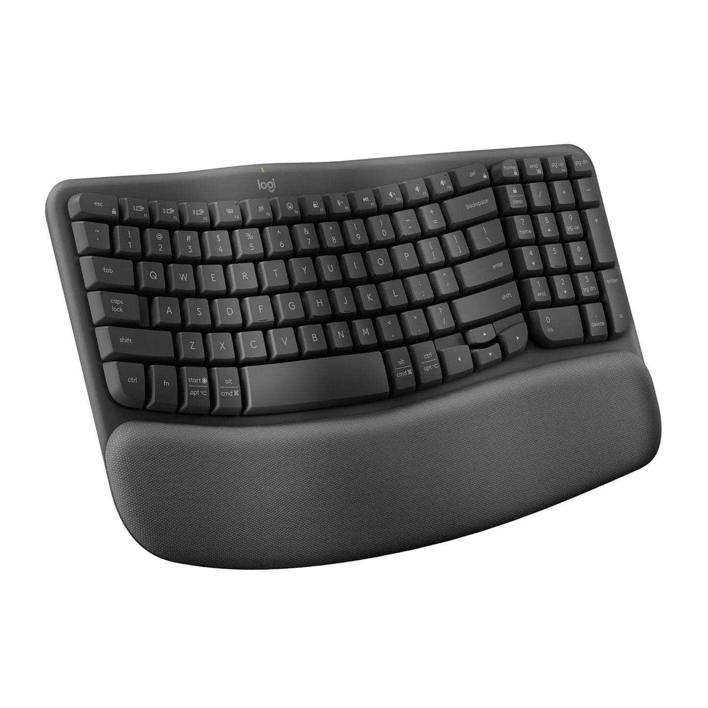 Logitech Wave Keys Wireless Ergonomic Keyboard with Cushioned Palm Rest