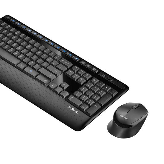 Logitech MK345 Wireless Keyboard and Mouse Set Full-Sized Keyboard with Palm Rest and Comfortable Right-Handed Mouse, 2.4 GHz Wireless USB Receiver, Compatible with PC, Laptop - Black