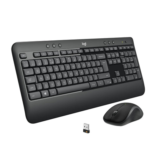 Logitech MK540 Advanced Wireless Keyboard and Mouse Combo for Windows, 2.4 GHz Unifying USB-Receiver, Multimedia Hotkeys, 3-Year Battery Life, for PC, Laptop - Black