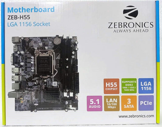 ZEBRONICS Intel H55 Chipset Motherboard Socket 1156 Zeb55, atx, ddr_3