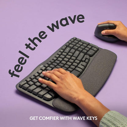 Logitech Wave Keys Wireless Ergonomic Keyboard with Cushioned Palm Rest