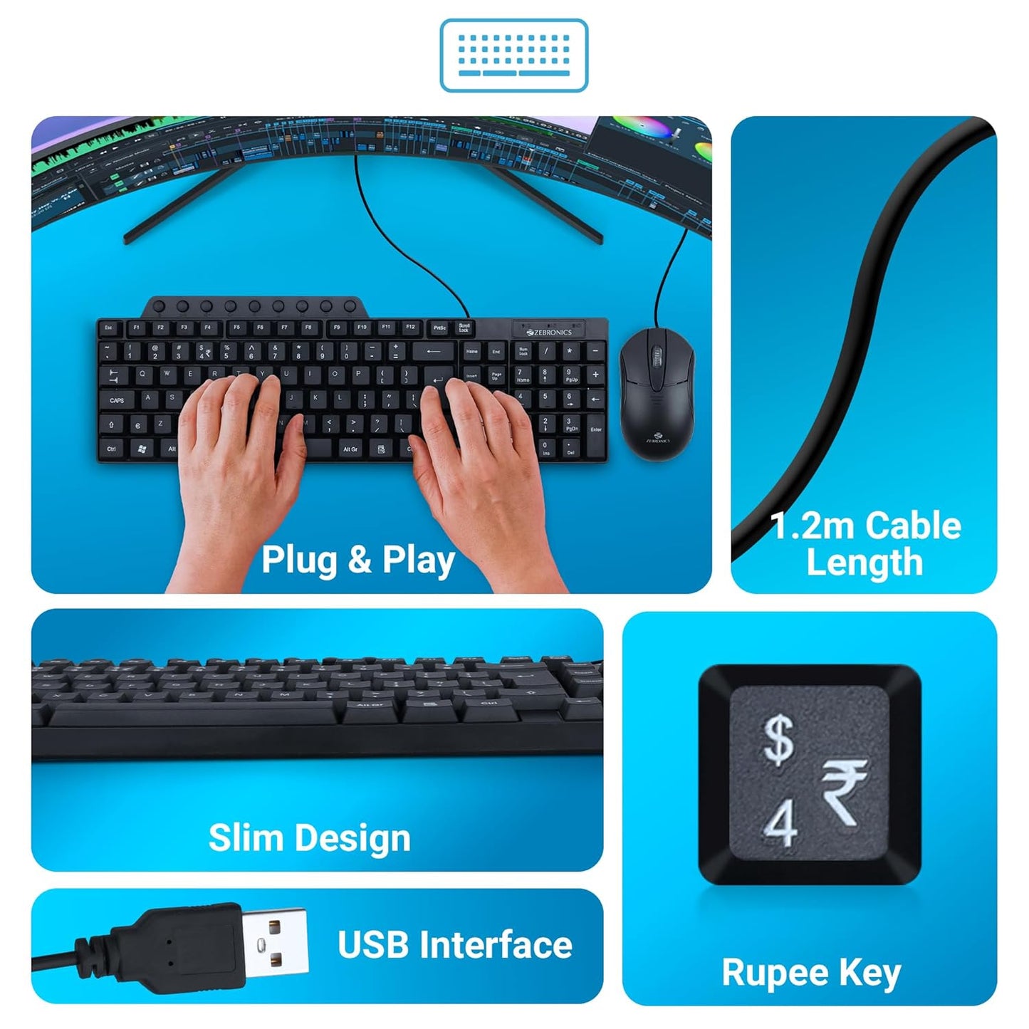 Zebronics Zeb-Judwaa 555 Keyboard and Mouse Set