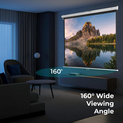 ZEBRONICS PSH100A Manual Pull Down Projector Screen, 100 inches, Supports 4K, Matte Finish, 4:3 Aspect Ratio, High Gain Fabric, 160º Wide Viewing Angle, Wall & Ceiling Mountable