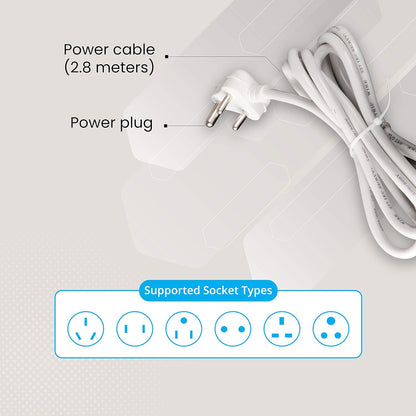 ZEBRONICS -Ps4301 2500 Watts Power Extension Socket With 4 Universal Sockets, 250 Volts, White