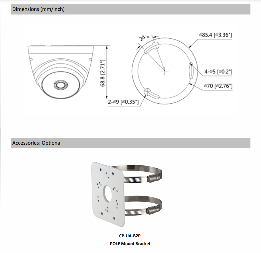 1MP Full HD IR Dome Camera - 20Mtr - CP-USC-DC10PL2-V2