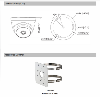 1MP Full HD IR Dome Camera - 20Mtr - CP-USC-DC10PL2-V2