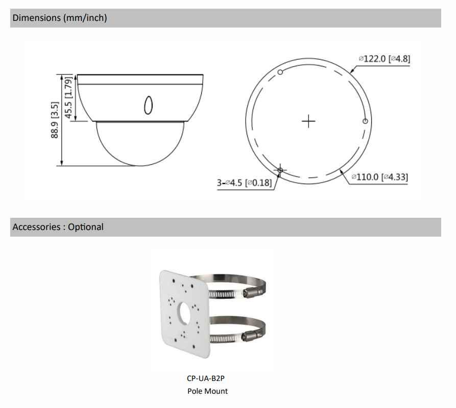 5MP IR Vandal Dome Camera CP-UVC-VB50ZL3-DS