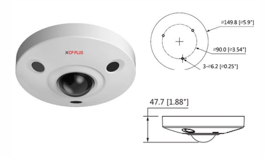 12MP Panoramic Network IR Fish eye camera - 10Mtr - CP-UNC-EH4K121L1-VM